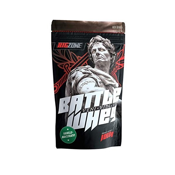 Big Zone BATTLE WHEY | Concentré protéine de lactosérum | Qualité délicieuse fabriquée en Allemagne | 1000 g 1 kg de poudre 