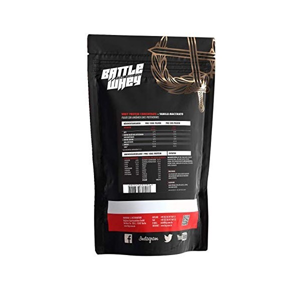 Big Zone BATTLE WHEY | Concentré protéine de lactosérum | Qualité délicieuse fabriquée en Allemagne | 1000 g 1 kg de poudre 