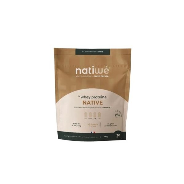 NATIWÉ - Whey Protéine Native - Goût Chocolat - Prise De Masse - Meilleure Densité Osseuse, Récupération & Performance - 22,2...