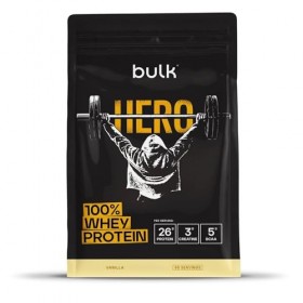 Bulk Hero 100% Whey Protéine en Poudre | Vanille | 65 Portions | 26g Protéine + 3g Créatine | 5g BCAA | Faible en Sucre | Abs