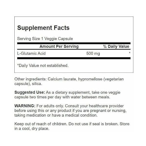 Swanson Glutamic Acid, 500mg - 60 vcaps