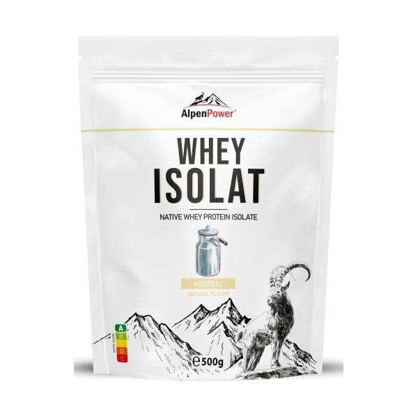 AlpenPower Whey Isolat Poudre de protéines au chocolat 500 g – Ingrédients 100 % naturels, sans édulcorants – Nourriture à l ...