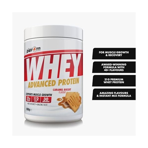 Per4m Whey Protéine Biscuit Caramel 900g – Protéine whey biscuit caramel pour la récupération musculaire