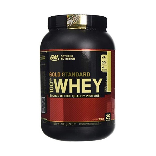 Optimum Nutrition 100% Whey Gold Standard, 2 LB Dose French Vanilla Creme Protéines whey