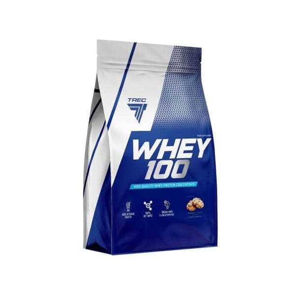 Trec Nutrition WHEY 100 900 g de caramel salé – Excellente solubilité, croissance musculaire, profil complet en acides aminés...