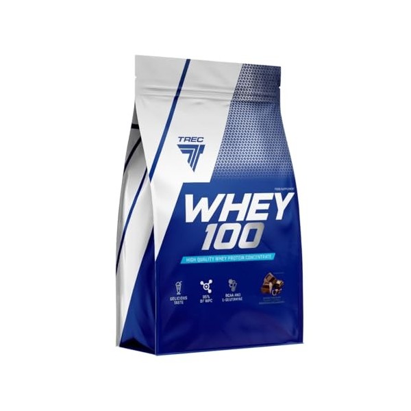 Trec Nutrition WHEY 100 900 g de caramel salé – Excellente solubilité, croissance musculaire, profil complet en acides aminés...