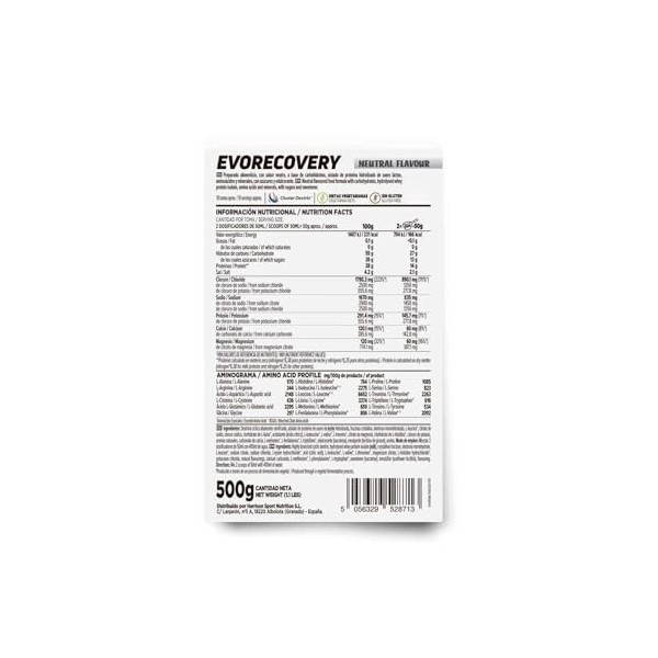 HSN Evorecovery Récupérateur | Neutre 500 g | Smoothie post-entraînement avec protéines hydrolysées Clear acides aminés gluci...