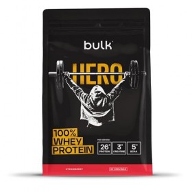 Bulk Hero 100% Whey Protéine en Poudre | Fraise | 13 Portions | 26g Protéine + 3g Créatine | 5g BCAA | Faible en Sucre | Abso