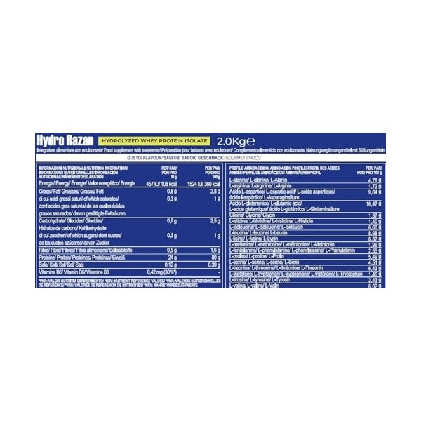 Yamamotò Hydro Razan 2 kg - whey, protéines isolées et hydrolysées. Sans gluten, Sans Lactose- Certification Grass Fed 2 kg, ...