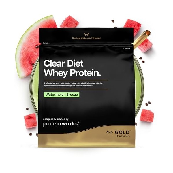 Protein Works | Clear Diet Whey Protein – GOLD Innovation, Poudre de Whey Isolate, Boisson Protéinée Rafraîchissante, Pastèqu