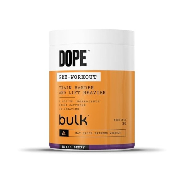 Bulk Poudre Pré-Workout Dope | Baies Mélangées | 3g Creatine per Serving | 200mg Caffeine | Citrulline Malate & Arginine AKG 