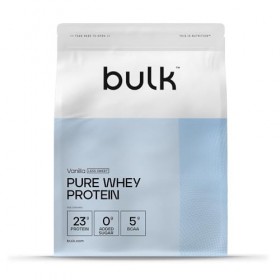 Bulk Pure Whey Protéine en Poudre Moins Sucré, Vanille, 23g de Protéines et 5g de BCAA par Dose, Shake de Whey Concentrée, Fa