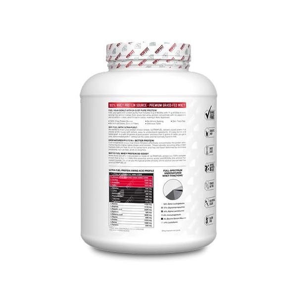 Perfect Sports Ultra Fuel Grass-Fed Whey Protein 4lbs Crème glacée à la vanille - Protéines - Concentré de protéines de lac