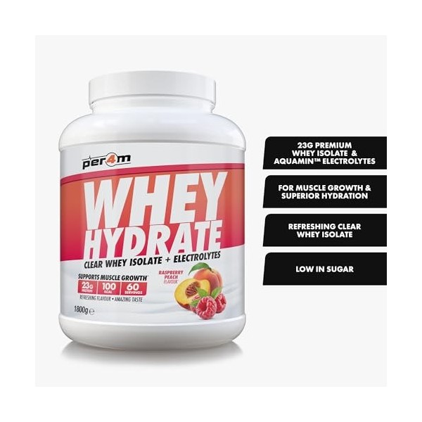 Per4m Whey Hydrate 1800g Framboise-Pêche - Protéines - Protéines claires