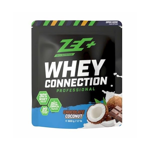 Zec+ Whey Connection Professional 800g Chocolat blanc noisettes - Protéines - Mélange de protéines de lactosérum