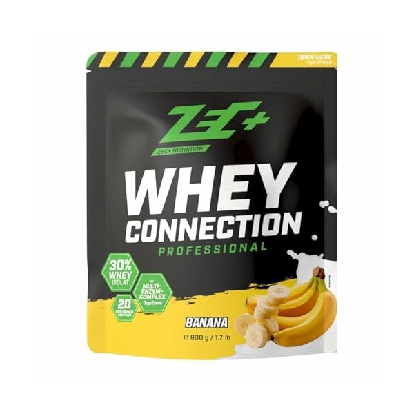Zec+ Whey Connection Professional 800g Chocolat blanc noisettes - Protéines - Mélange de protéines de lactosérum