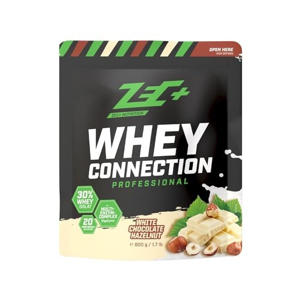Zec+ Whey Connection Professional 800g Chocolat blanc noisettes - Protéines - Mélange de protéines de lactosérum