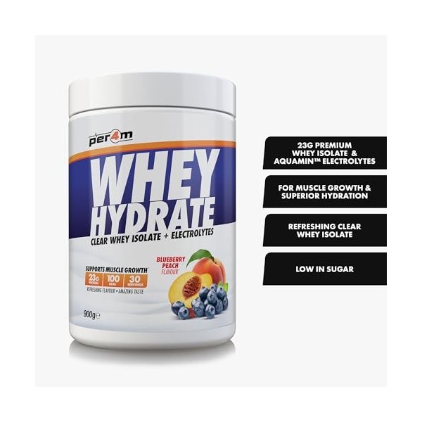 Per4m Whey Hydrate 900g Myrtille Pêche - Protéines - Protéines claires