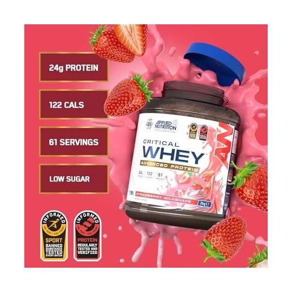 Applied Nutrition Critical Whey 2000g Milkshake aux fraises - Protéines - Mélange de protéines de lactosérum