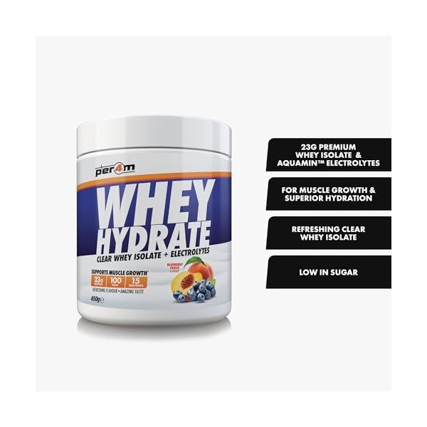 Per4m Whey Hydrate 450g Myrtille Pêche - Protéines - Protéines claires
