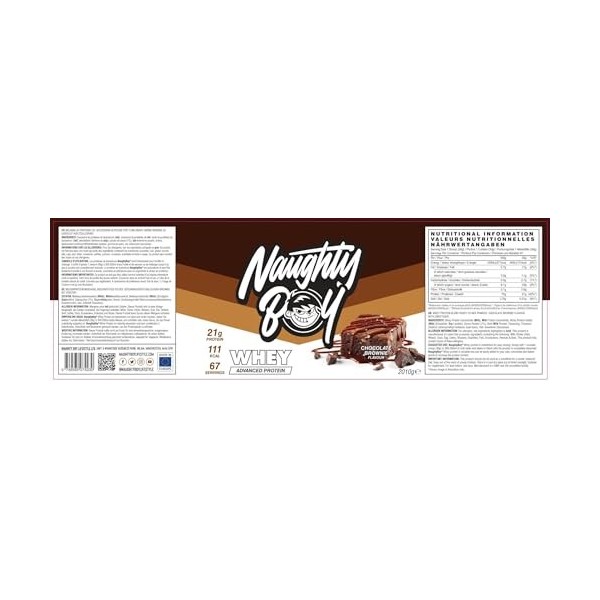 Naughty Boy Whey Advanced Protein 2010g Brownie au chocolat - Protéines - Mélange de protéines de lactosérum