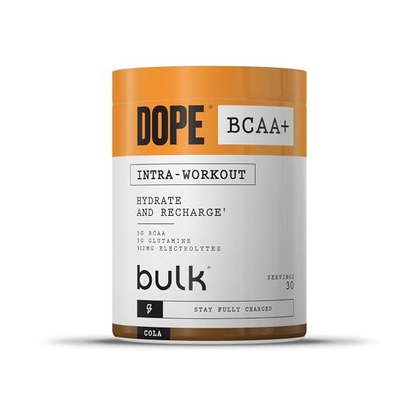 Dope BCAA+ | Poudre Intra-Entraînement | Cola | 360 g | 30 Portions | 5g BCAAs | Mélange dÉlectrolytes | Glutamine | Vitamin