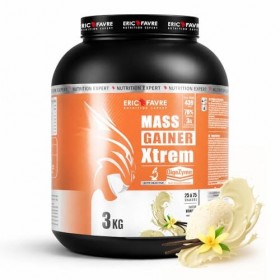 MASS GAINER XTREM avec CREATINE - Gainer Prise de Masse - 433 kcal, 94g Glucides, 3g Créatine, Whey + Digezyme - 3kg - Saveur...