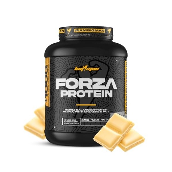 BigMan Forza Protein Pack 2 kg + 100 g en cadeau + créatine 300 g | protéines 80 % | isolat protéine soja + concentré Whey | 