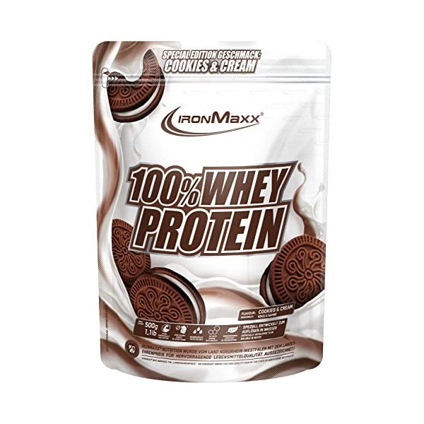 IronMaxx 100% Whey Protein 500g - Cookies Et Crème Special Edition - Leckerer High Protein Shake, 37g Protéine par portion, b