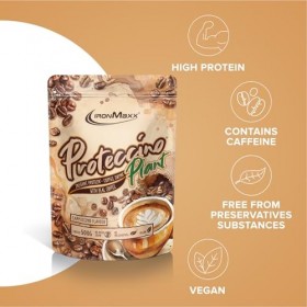 IronMaxx Plant Proteccino Cappuccino 500 g - Café protéiné vegan au vrai café - Sans sucres ajoutés - Riche en protéines et e...