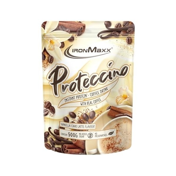 IronMaxx Plant Proteccino Cappuccino 500 g - Café protéiné vegan au vrai café - Sans sucres ajoutés - Riche en protéines et e...