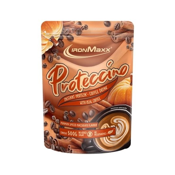 IronMaxx Plant Proteccino Cappuccino 500 g - Café protéiné vegan au vrai café - Sans sucres ajoutés - Riche en protéines et e...