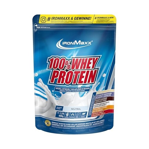 IronMaxx 100% Whey Protein Céréales au Miel – Poudre de protéines de lactosérum hydrosoluble | Riche en protéines | Contient ...