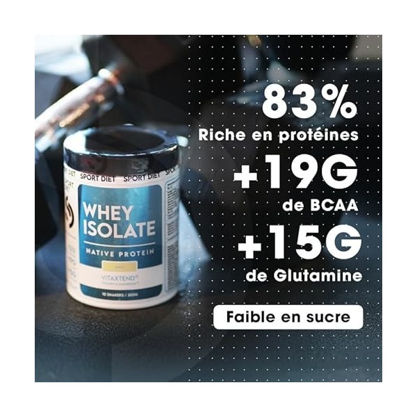 WHEY ISOLATE VITAXTEND – Protéine de Lactosérum Ultra-Filtrée – 24,9g de Protéines, BCAA, Glutamine – Soutien Musculaire, Réc...