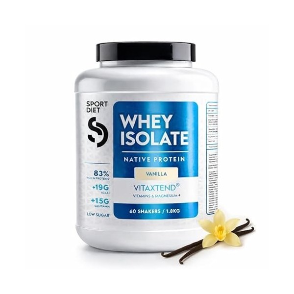 WHEY ISOLATE VITAXTEND – Protéine de Lactosérum Ultra-Filtrée – 24,9g de Protéines, BCAA, Glutamine – Soutien Musculaire, Réc...