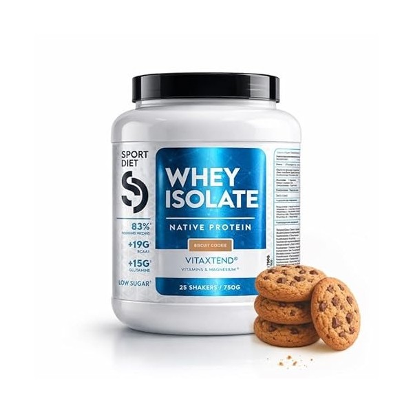 WHEY ISOLATE VITAXTEND – Protéine de Lactosérum Ultra-Filtrée – 24,9g de Protéines, BCAA, Glutamine – Soutien Musculaire, Réc...