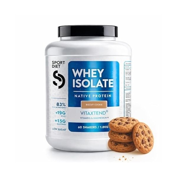 WHEY ISOLATE VITAXTEND – Protéine de Lactosérum Ultra-Filtrée – 24,9g de Protéines, BCAA, Glutamine – Soutien Musculaire, Réc...