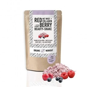 Beauty Shake Red Berry, protéines de lactosérum bio + collagène + protéines avec vitamine C à base dacérola, avec érythrite, ...