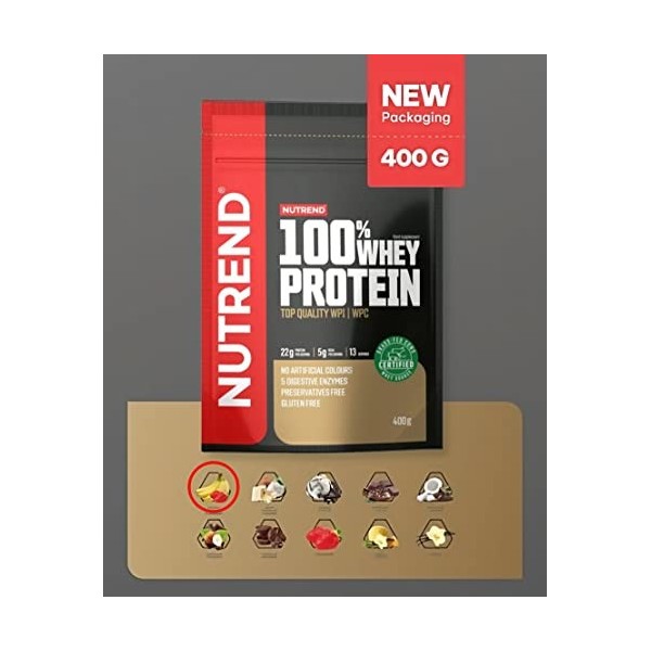 Nutrend 100% Whey Protein, Banana + Strawberry - 400g Protéines whey