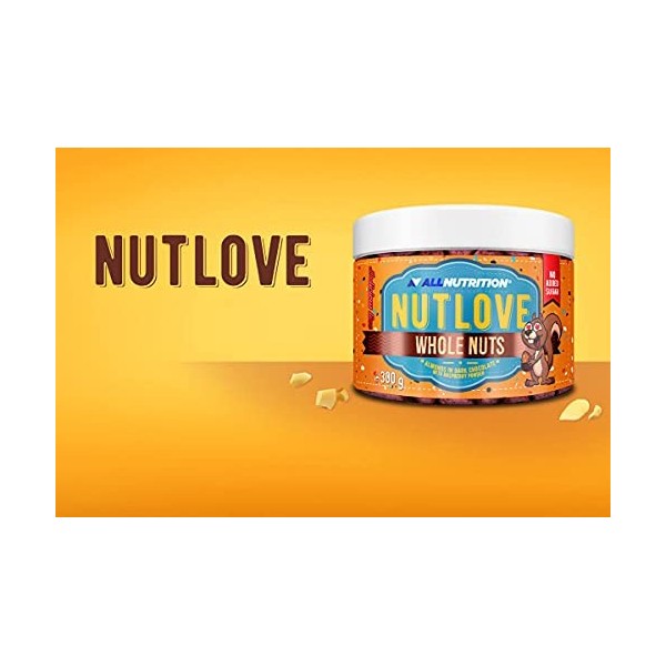 Allnutrition Nutlove Whole Nuts, Almonds in Dark Chocolate with Raspberry Powder - 300g
