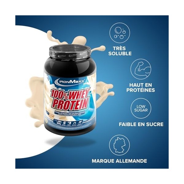 IronMaxx 100% Whey Protein Neutre – Poudre de protéines de lactosérum hydrosoluble | Riche en protéines | Contient naturellem...
