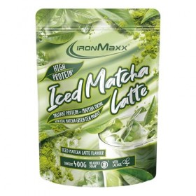 IronMaxx High Protein Iced Matcha Latte – 400g Sachet | Boisson matcha riche en protéines avec thé vert | Sans sucres ajoutés