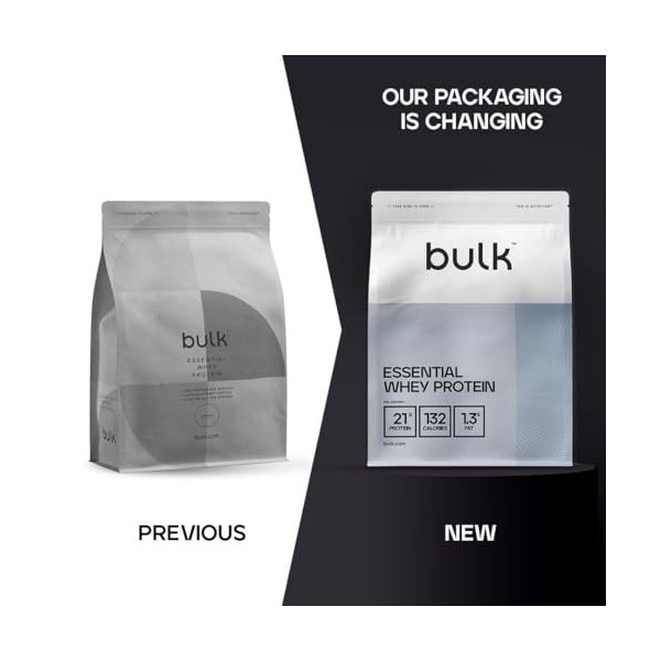 Bulk Protéines De Lactosérum Essentielles, Vanille, 1kg, 28 Portions, Lisse et onctueux, Idéal pour les shakes, Smoothies et ...