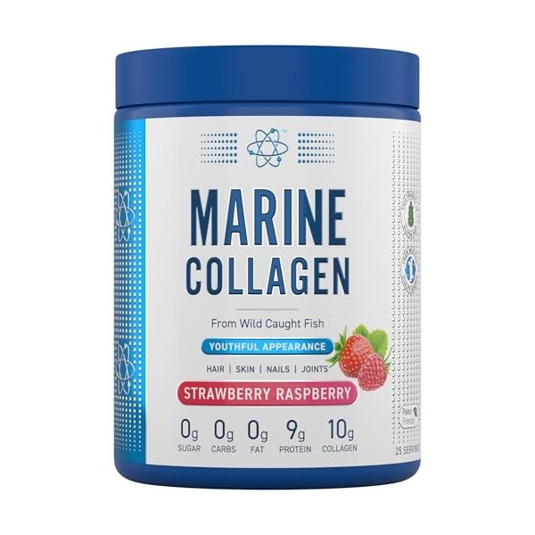 Applied Nutrition Collagène Marin en Poudre – Collagène Hydrolysé pour Peau, Cheveux et Ongles – 300g, Arôme Fraise Citron P ...