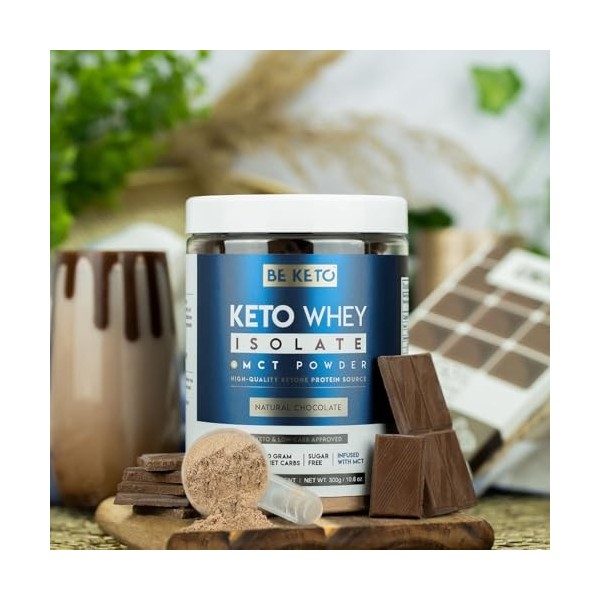 Be Keto Keto Whey Isolate Poudre Chocolat + Huile MCT - Protéine Keto Pure Friendly - 300g