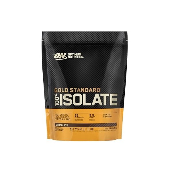 Optimum Nutrition Gold Standard 100% Isolat de Protéine de Whey en Poudre, Goût Chocolat, 450g, 15 Doses