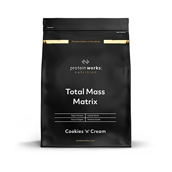 Protein Works - Total Mass Matrix | Portion de 475 calories | Masse musculaire | Prise de poids | 8 Servings | Cookies Crème 
