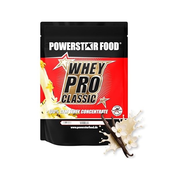 Powerstar WHEY PRO CLASSIC Poudre de protéines de lactosérum 1000 g | Poudre de protéines | Fabriqué en Allemagne | 100 % con...