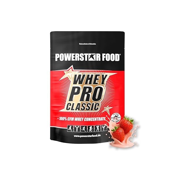 Powerstar WHEY PRO CLASSIC Poudre de protéines de lactosérum 1000 g | Poudre de protéines | Fabriqué en Allemagne | 100 % con...