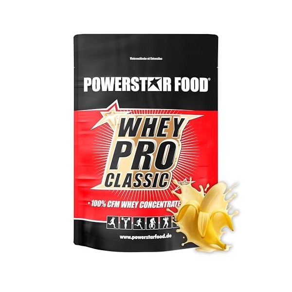 Powerstar WHEY PRO CLASSIC Poudre de protéines de lactosérum 1000 g | Poudre de protéines | Fabriqué en Allemagne | 100 % con...